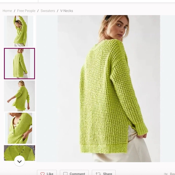 Free People Whistle Thermal Henley Sweater in Acid Lime, size XS - Picture 3 of 11